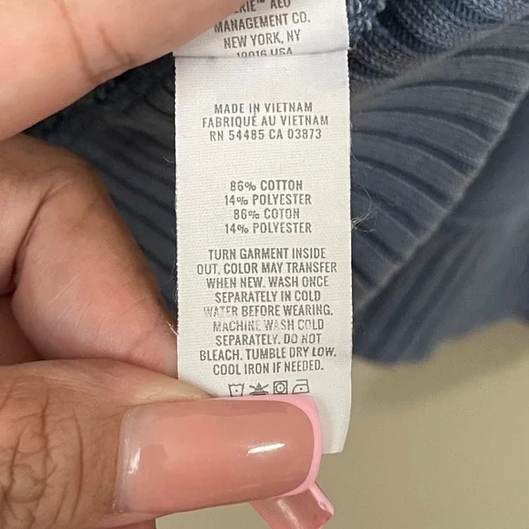 Aerie Sweatshirt Womens Large Blue Oversized Quarter Zip Ribbed Trim Cozy Cotton - Picture 10 of 11